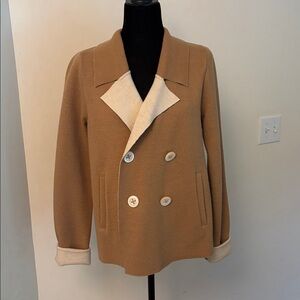 Tan Double-Breasted Peacoat